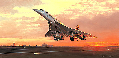 Flying into History, Concorde aviation art print by Adrian Rigby