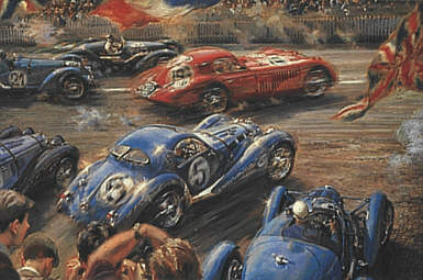 Flying Colors, Le Mans 1938 motorsport art print by Alfredo De la Maria