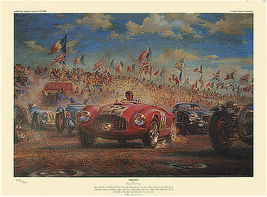 Triple First, Le Mans 1949 motorsport art print by Alfredo De la Maria