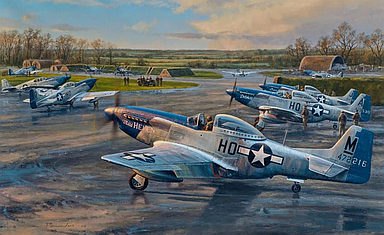 Checking Out - P-51 Mustangs 352nd Fighter Group, Aviation Art by Anthony-Saunders
