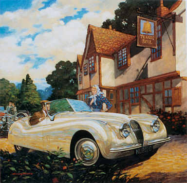 The Golden Years - Jaguar XK120 automobile art print by Barry Rowe
