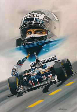 Coming Out Fighting, Damon Hill Williams F1 motorsport art print by Colin Carter