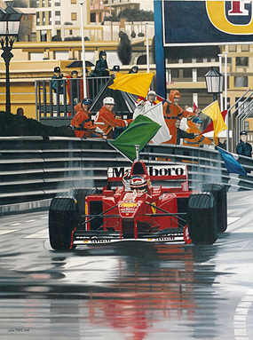 Prince of Monaco, Michael Schumacher Ferrari F1 Monaco GP art print by Colin Carter
