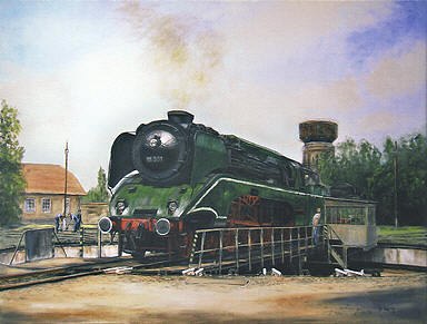 In der Fremde, Steam Locomotive 18 201 Railway Art print by Daniela Koenig