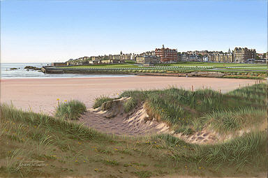 St Andrews West Sands at Dawn, Golf Art print by Graeme Baxter