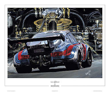 Martini Porsche 911, Gijs van Lennep Le Mans motorsport art print by Hessel Bes