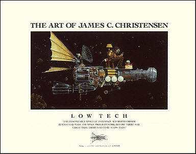 Low Tech - space travel art poster by James C. Christensen
