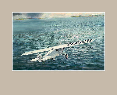 The 28th Hour, Charles Lindbergh Atlantic Crossing Aviation Art by Keith Ferris