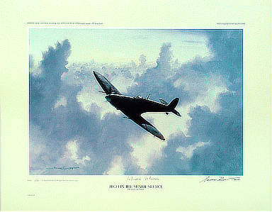 High in the Sunlit Silence - Spitfire aviation art by Michael-Rondot