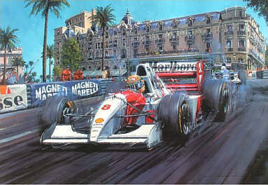 Master of Monaco, Ayrton Senna McLaren MP4/8 F1 motorsport art print by Nicholas Watts