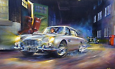 Barreling Along - James Bond Aston Martin DB5 Automobile Art by Paul Dove