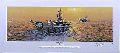Honor the Brave - RF-8G Crusader landing on USS Coral Sea - Naval Aviation Art by Philip E. West