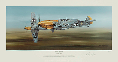 Looking for Trouble, Messerschmitt Bf 109 aviation art print by Philip E West