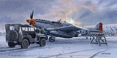 Winter of '45, P-51D Mustang Old Crow aviation art print by Philip E West