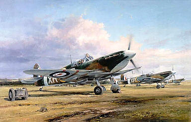  Eagle Squadron Scramble, Spitfire aviation art print by Robert Taylor