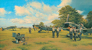 Eagles on the Channel Front, Me 109F and FW 190A aviation art print by Robert Taylor