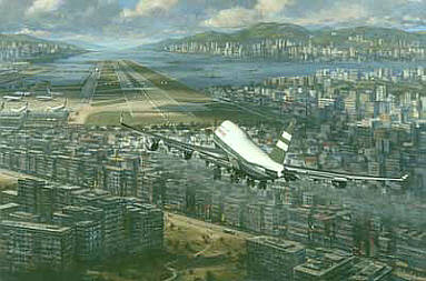Return to Kai Tak, Cathay Pacific Boeing 747-400 aviation art print by Ronald Wong
