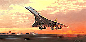Flying into History, Concorde Luftfahrt-Kunstdruck von Adrian Rigby