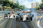Mansell's Paradise, Nigel Mansell IndyCar Motorport Kunstdruck von Alan Fearnley, Kunstdruck