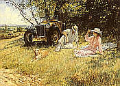 The Four of Us, L2 Magna classic car art print by Alan Fearnley