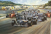 Triple Achievement, David Coulthard Williams Renault Formel-1 Kunstdruck von Alan Fearnley