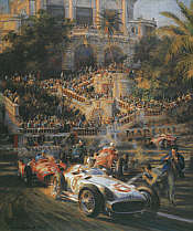 Lucky for Some, Stirling Moss Mercedes W196 Monaco Grand Prix 1955 F1 Motorsport Kunstdruck von Alfredo De la Maria