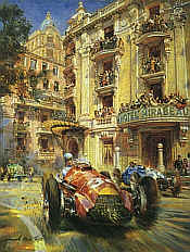Mirabeau, Fangio Alfa Romeo 158 Monaco Grand Prix F1 motorsport art print by Alfredo De la Maria