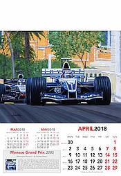 F1 Kunst Kalender Grand Prix 2018 April Montoya Williams-BMW von Andrew Kitson