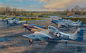 Checking Out - P-51 Mustangs 352nd Fighter Group, Aviation Art by Anthony-Saunders