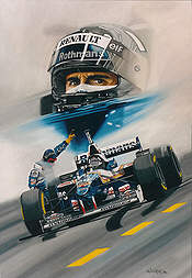 Coming Out Fighting, Damon Hill Williams F1 Motorsport Kunstdruck von Colin Carter