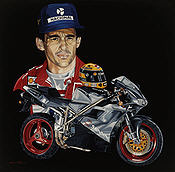 The Leged Lives On, Ayrton Senna Ducati 996 motorcycle art print by Colin Carter