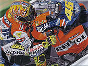 Valentino Rossi Motorrad GP 2002 Honda Kunstdruck von Colin Carter