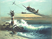 Lighthouse Louie, Curtiss P-40L Luftfahrt-Kunstdruck von Heinz Krebs