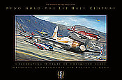Reno Gold Poster - The First Half Century of Reno Air Races - Luftfahrtkunst von John D. Shaw