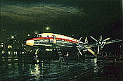 Night Departure, Lockheed Super Constellation aviation art print by John Young