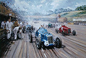Back in the Race - R-Type, MG, Bugatti und Era Motorsport Kunstdruck von Kevin Wash