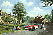 Healey in the Cotswolds, Austin Healey 3000 automobile art by Kevin Walsh
