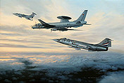 Moss Intercept, F-104 and Tu-126 Moss aviation art print by Mark Postlethwaite