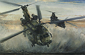 By Day By Night, Chinnok helicopter aviation art print by Michael Rondot