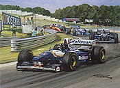 Closing the Gap, Damon Hill Williams F1 motorsport art print by Michael Turner