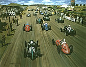 Historic Start, GP Silverstone 1948 motorport art print by Michael Turner