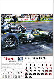 Formula-1 Grand Prix Calendar 2014, Jim Clark in the Lotus and Graham Hill in the BRM
