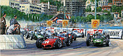First Corner at Monaco Grand Prix 1961, Formel-1 Motorsport Kunstdruck von Nicholas Watts