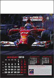 Grand Prix Formula 1 Art Calendar 2016 January - Alonso Ferrari by Nicholas Watts