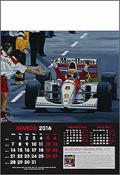 Grand Prix Formula 1 Art Calendar 2016 March Ayrton Senna - by Colin Carter