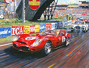 The last of the Redheads - Ferrari 250 Testa Rossa at Le Mans 1962, Motorsport Art by Nicholas Watts