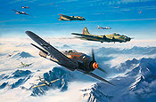 Storm Force, Fw-190A-8 of JG3 Udet and B-17G of 483rd BG - Aviation Art by Nicolas Trudgian