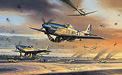 The Battle for New Years Day, P-51D Mustangs Flugplatz Asch Luftfahrt-Kunstdruck von Nicolas Trudgian