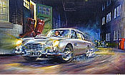 Barreling Along - James Bond Aston Martin DB5 Automobile Art by Paul Dove