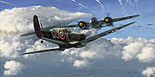 Spitfire und Dornier 217, Kunstdruck von Philip E West